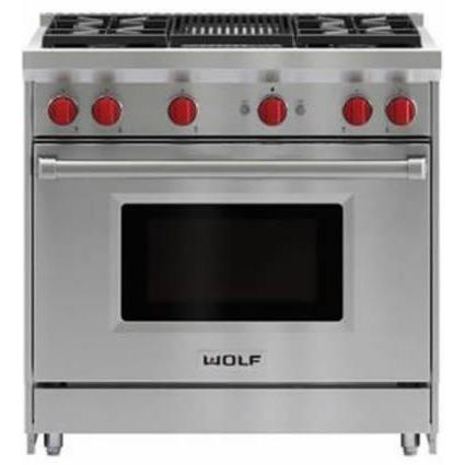  Wolf 36-inch Freestanding Gas Range with Convection GR364C IMAGE 1
