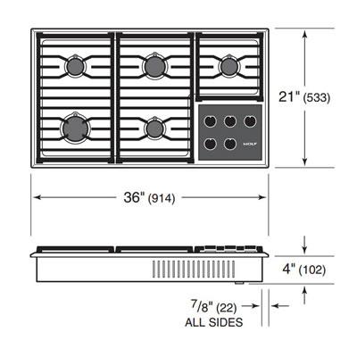  Wolf 36-inch Built-In Gas Cooktop CG365T/S/LP IMAGE 6