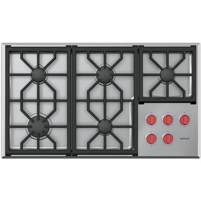  Wolf 36-inch Built-In Gas Cooktop CG365P/S IMAGE 1