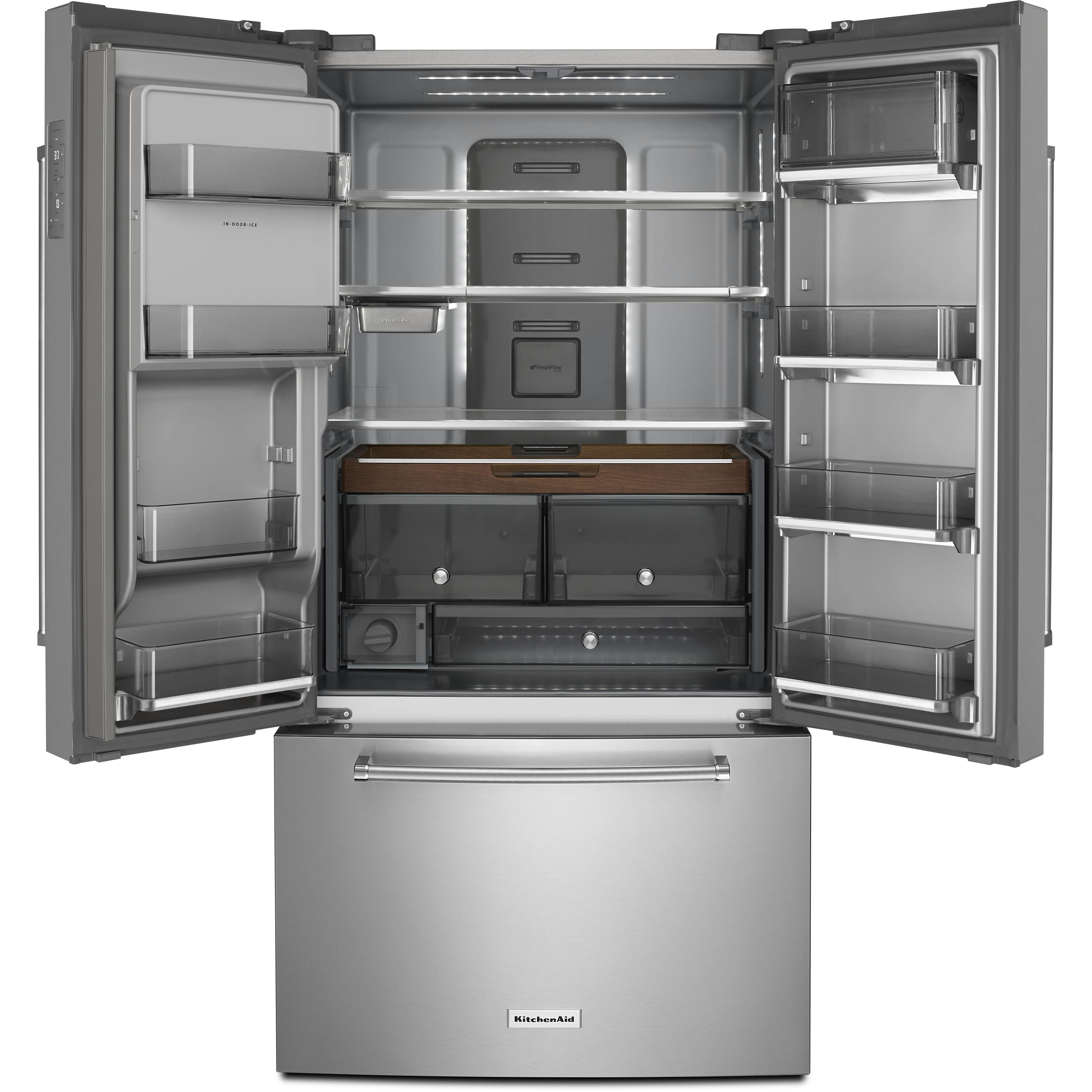  KitchenAid 36-inch, 23.8 cu. ft. Counter-Depth French 3-Door Refrigerator with Ice and Water Dispensing System KRFC704FPS IMAGE 2