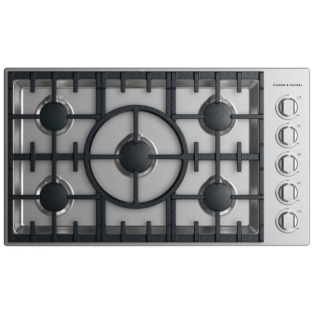  Fisher & Paykel 36 inch, Built-In Gas Cooktop with Dual Flow Burners™ CDV2-365N N IMAGE 1