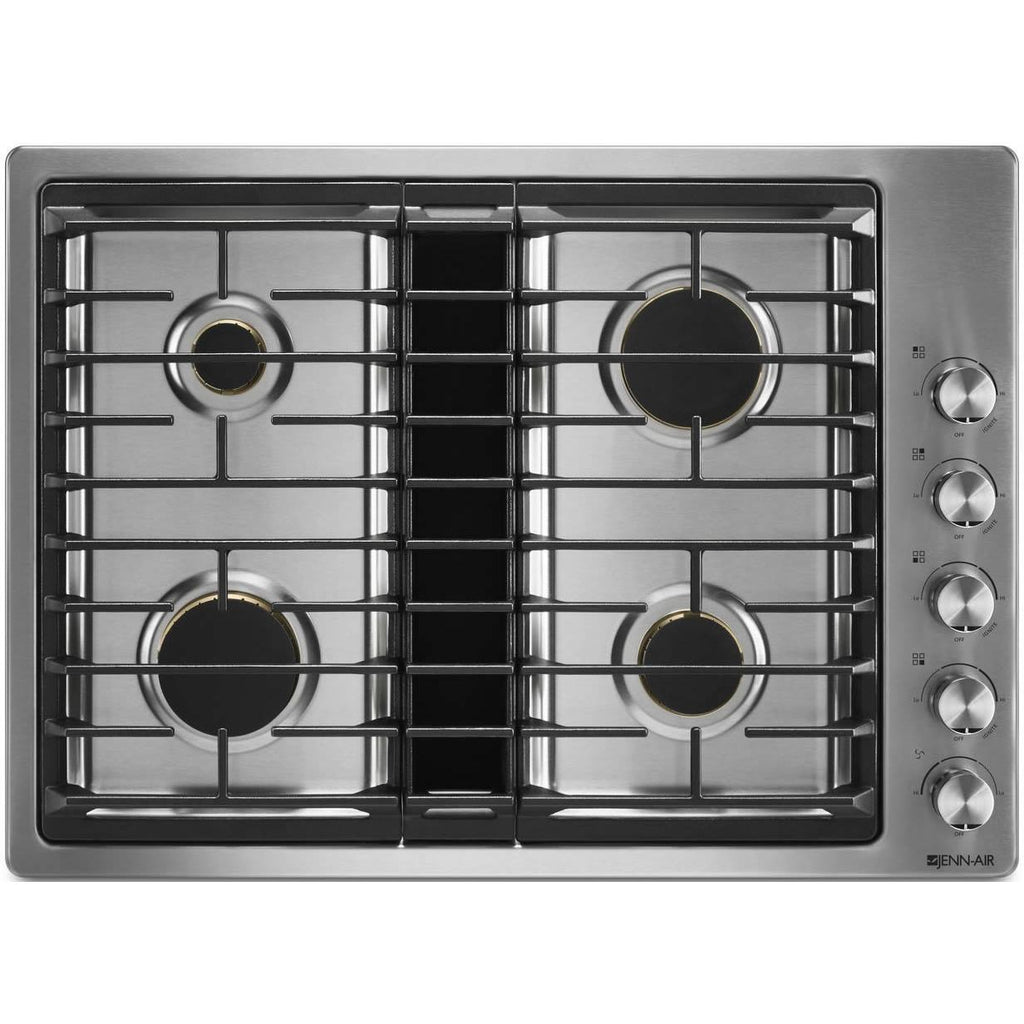 JennAir 30-inch Built-In Gas Cooktop with Downdraft Ventilation System JGD3430GS IMAGE 1