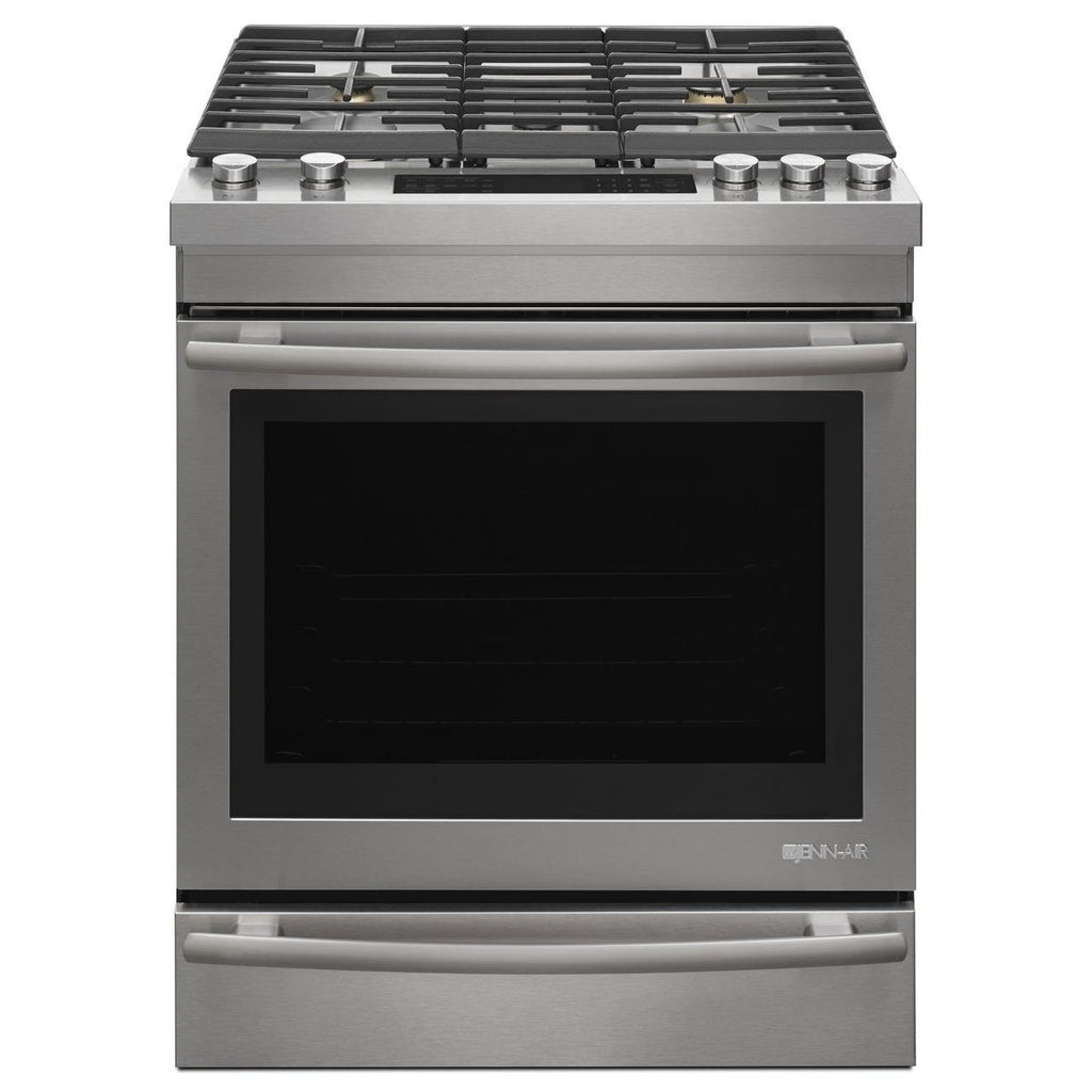 JennAir 30-inch Slide-in Dual-fuel Range with DuraFinish™ Protection JDS1450CFS IMAGE 1