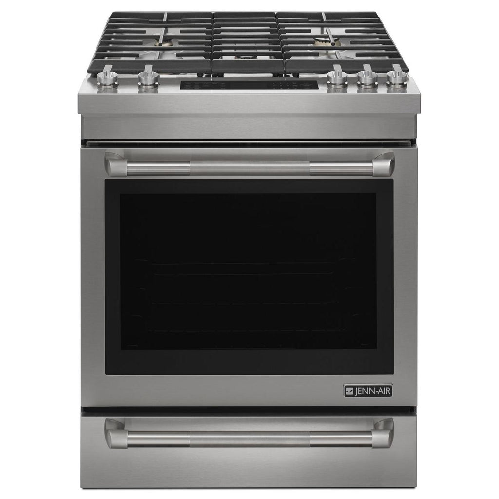  JennAir 30-inch Slide-in Dual-fuel Range with DuraFinish™ Protection JDS1450CFP IMAGE 1