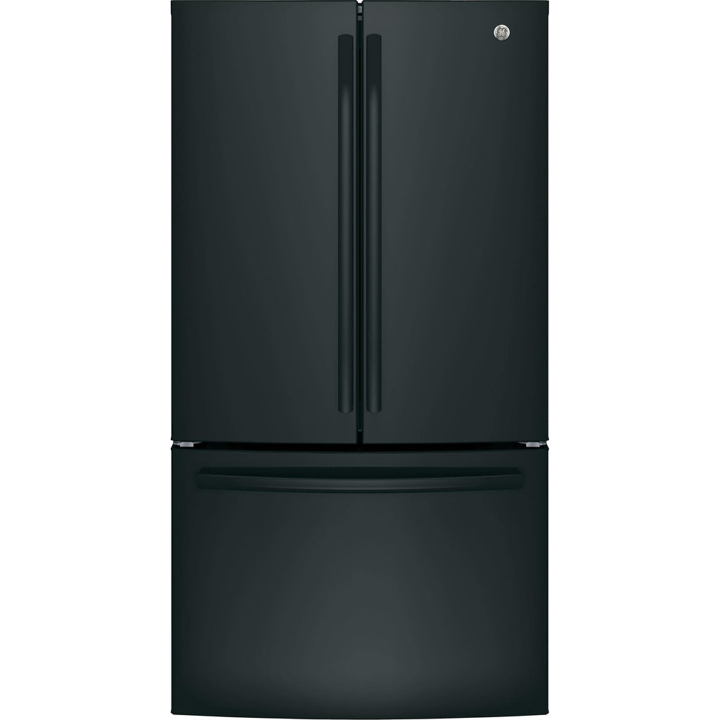  GE 36-inch, 27 cu.ft. Freestanding French 3-Door Refrigerator with Internal Water Dispenser GNE27JGMBB IMAGE 1
