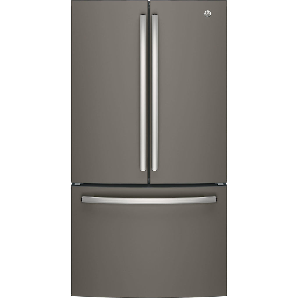  GE 36-inch, 27 cu.ft. Freestanding French 3-Door Refrigerator with Internal Water Dispenser GNE27JMMES IMAGE 1