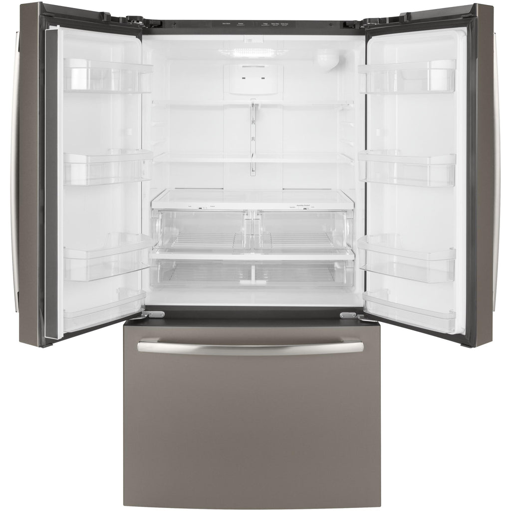  GE 36-inch, 27 cu.ft. Freestanding French 3-Door Refrigerator with Internal Water Dispenser GNE27JMMES IMAGE 4
