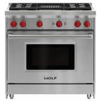  Wolf 36-inch Freestanding Gas Range with Convection GR364C-LP IMAGE 1