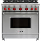  Wolf 36-inch Freestanding Gas Range with Convection GR366-LP IMAGE 1