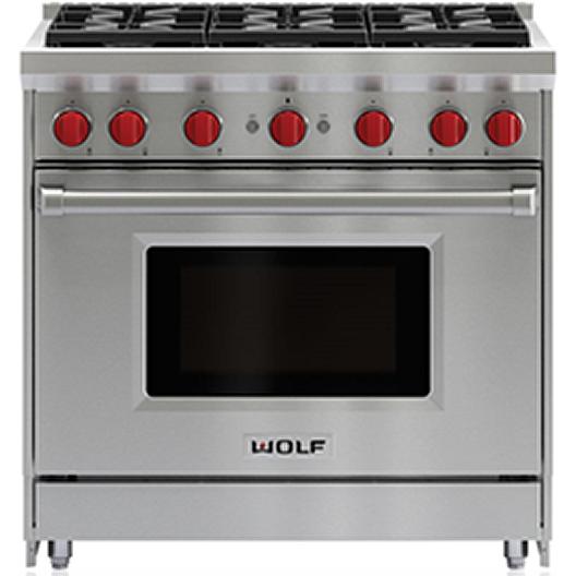  Wolf 36-inch Freestanding Gas Range with Convection GR366-LP IMAGE 1