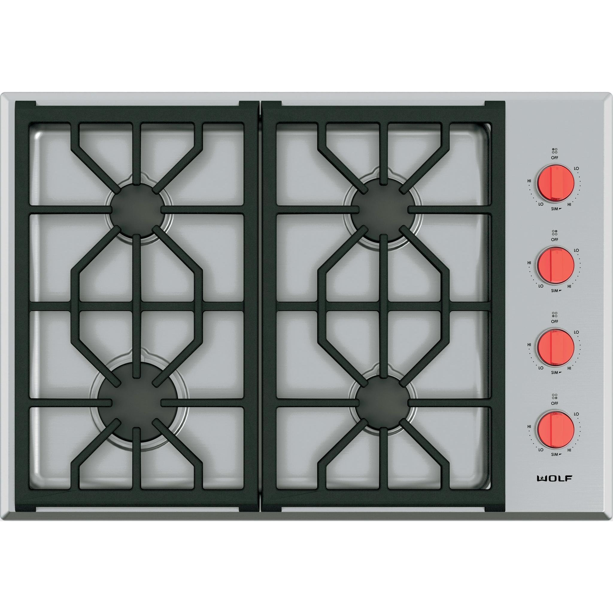  Wolf 30-inch Built-in Gas Cooktop CG304P/S/LP IMAGE 1