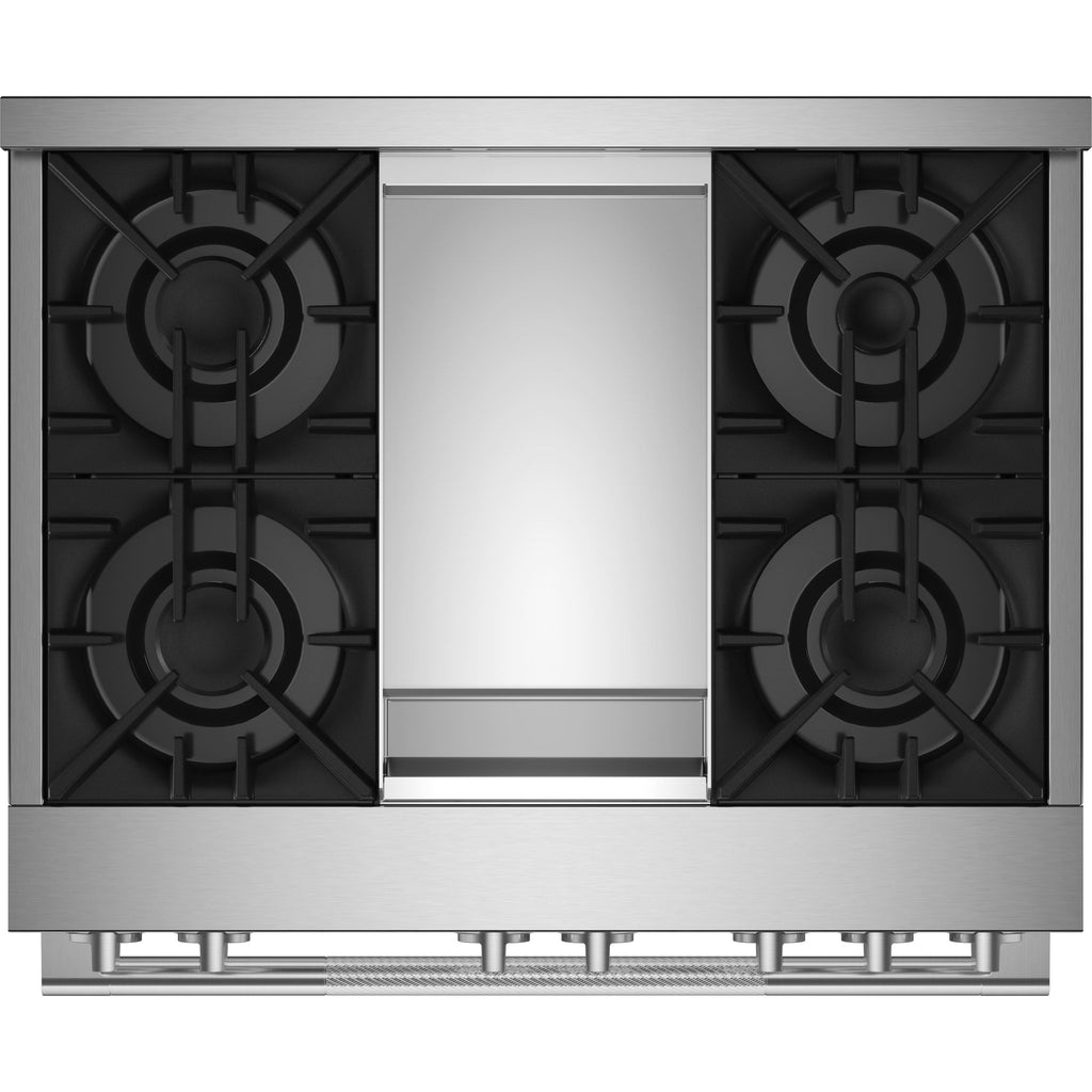  JennAir Rise 36-inch Professional-Style Gas Range with Chrome-Infused Griddle JGRP536HL IMAGE 2