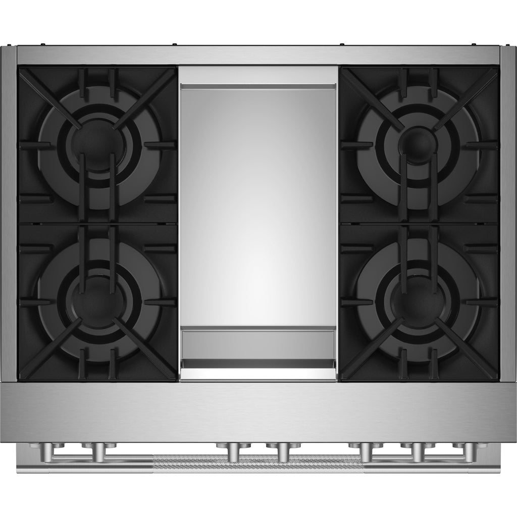  JennAir Rise 36-inch Professional-Style Dual-Fuel Range with Chrome-Infused Griddle and Steam Assist JDSP536HL IMAGE 3