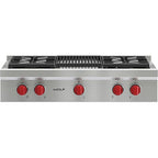  Wolf 36-inch Gas Built-in Rangetop with Infrared Charbroiler SRT364C IMAGE 1