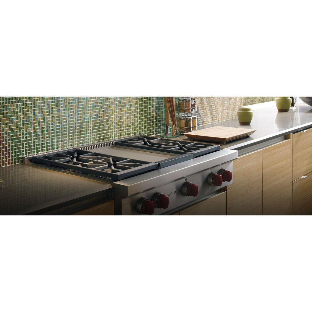  Wolf 36-inch Built-in Gas Rangetop with Infrared Griddle SRT364G IMAGE 3