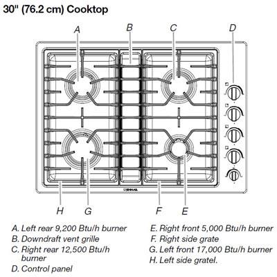  JennAir 30-inch Built-In Gas Cooktop JGD3430WS IMAGE 2