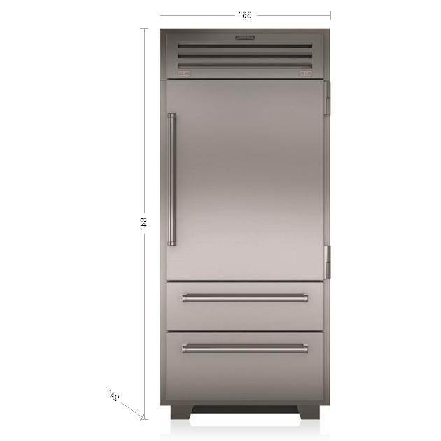  Sub-Zero 36-inch, 22.7 cu.ft. Built-in Bottom-Freezer Refrigerator with Interior Ice Maker PRO3650-RH IMAGE 2