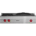  Wolf 36-inch Built-in gas Rangetop with Wok Burner SRT362W-LP IMAGE 1