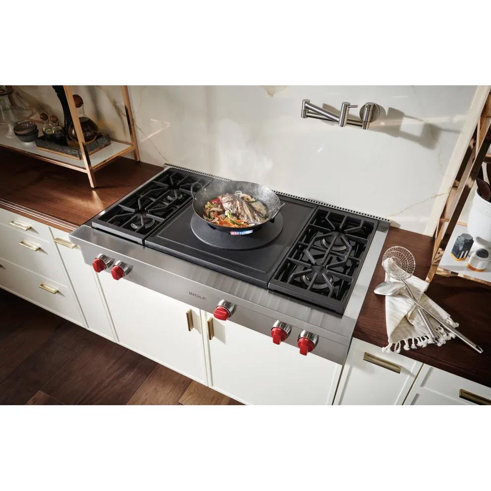  Wolf 48-inch Built-in gas Rangetop with Wok Burner SRT484W-LP IMAGE 4