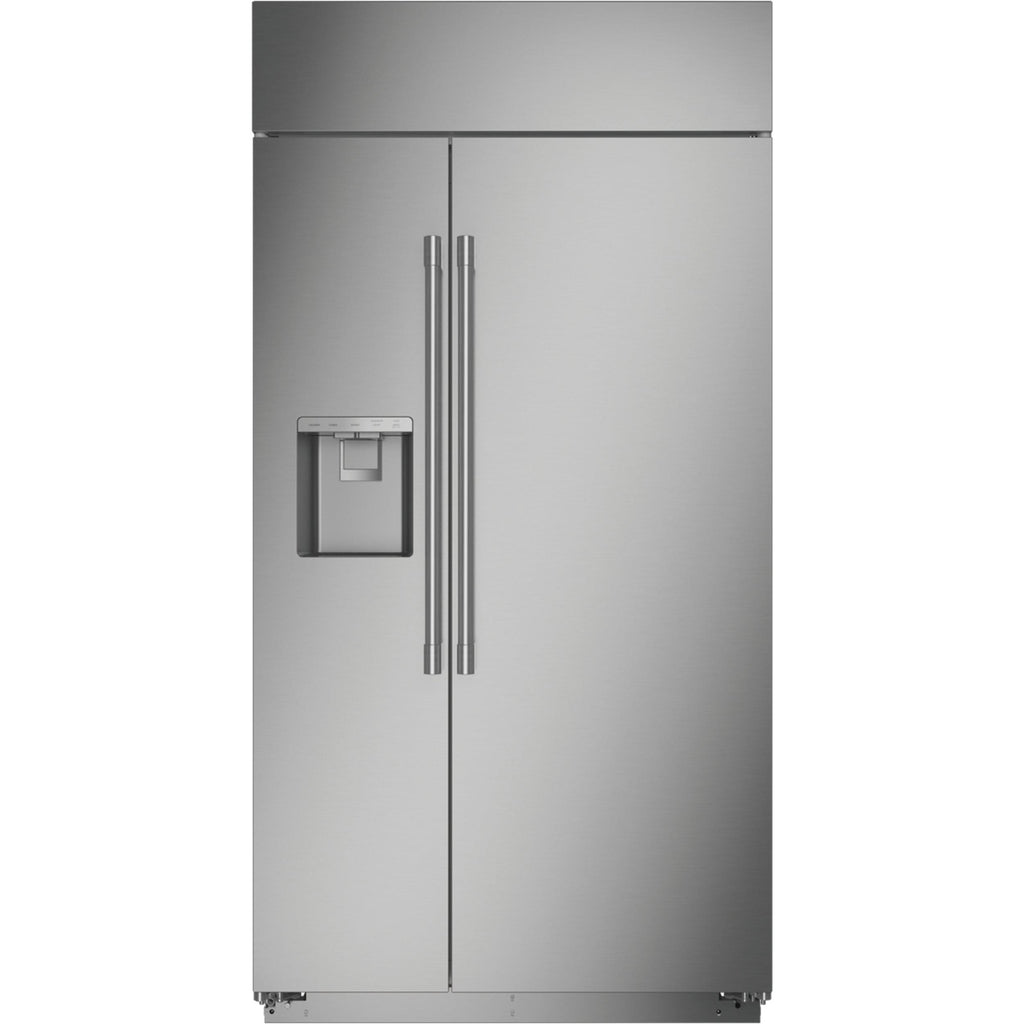  Monogram 42-inch, 24.6 cu.ft. Built-in Side-by-Side Refrigerator with External Water and Ice Dispenser ZISS420DNSS IMAGE 1