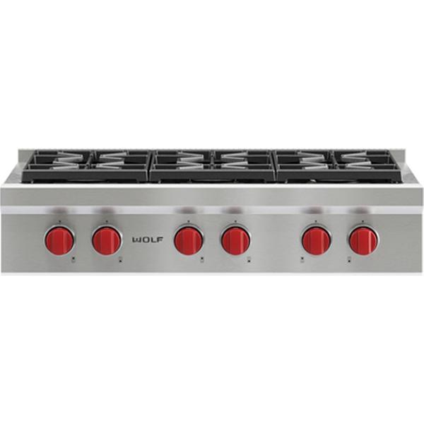  Wolf 36-inch Built-in Gas Rangetop with 6 Burners SRT366-LP IMAGE 1