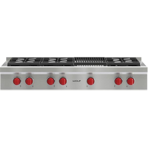  Wolf 48-inch Built-in Gas Rangetop with Infrared Charbroiler SRT486C-LP IMAGE 1