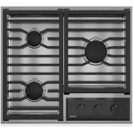  Wolf 24-inch Built-in Gas Cooktop with 3 Burners CG243TF/S IMAGE 1