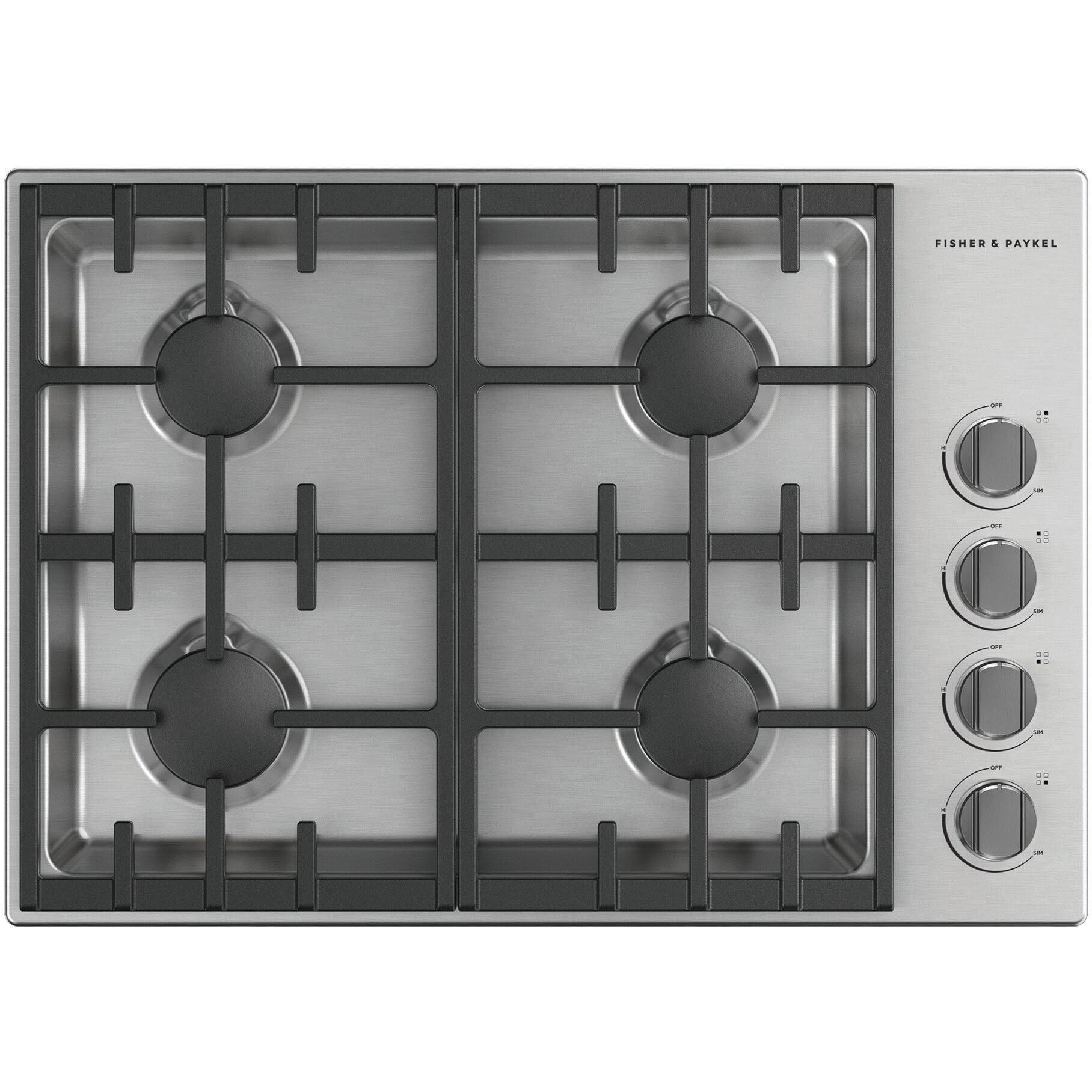  Fisher & Paykel 30-inch Built-in Gas Cooktop with 4 Burners CDV3-304H-L IMAGE 1