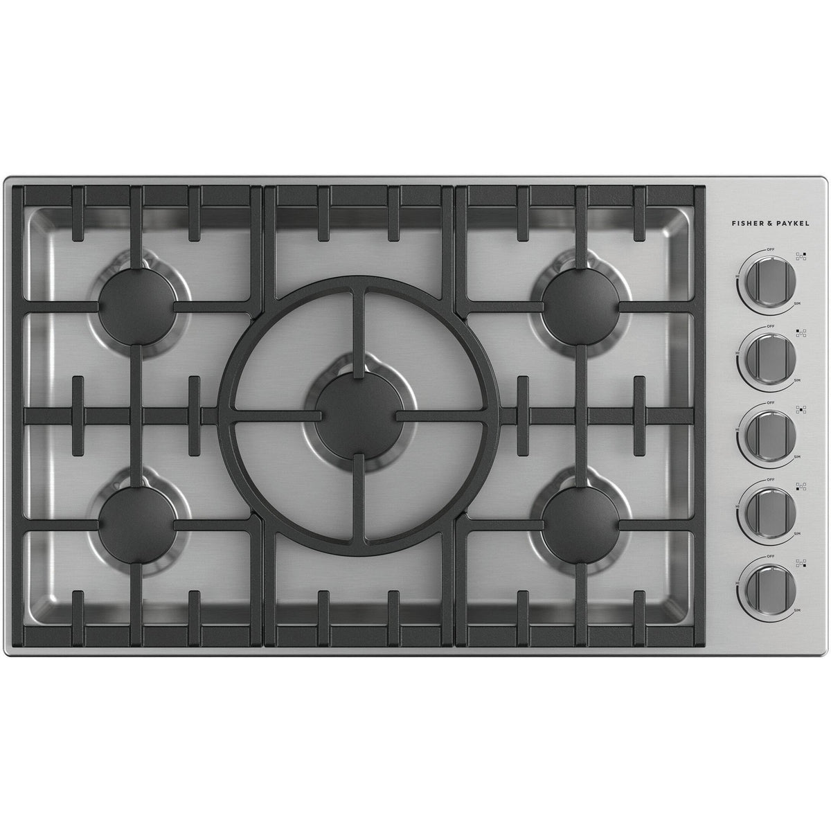  Fisher & Paykel 36-inch Built-in Gas Cooktop with 5 Burners CDV3-365-N IMAGE 1