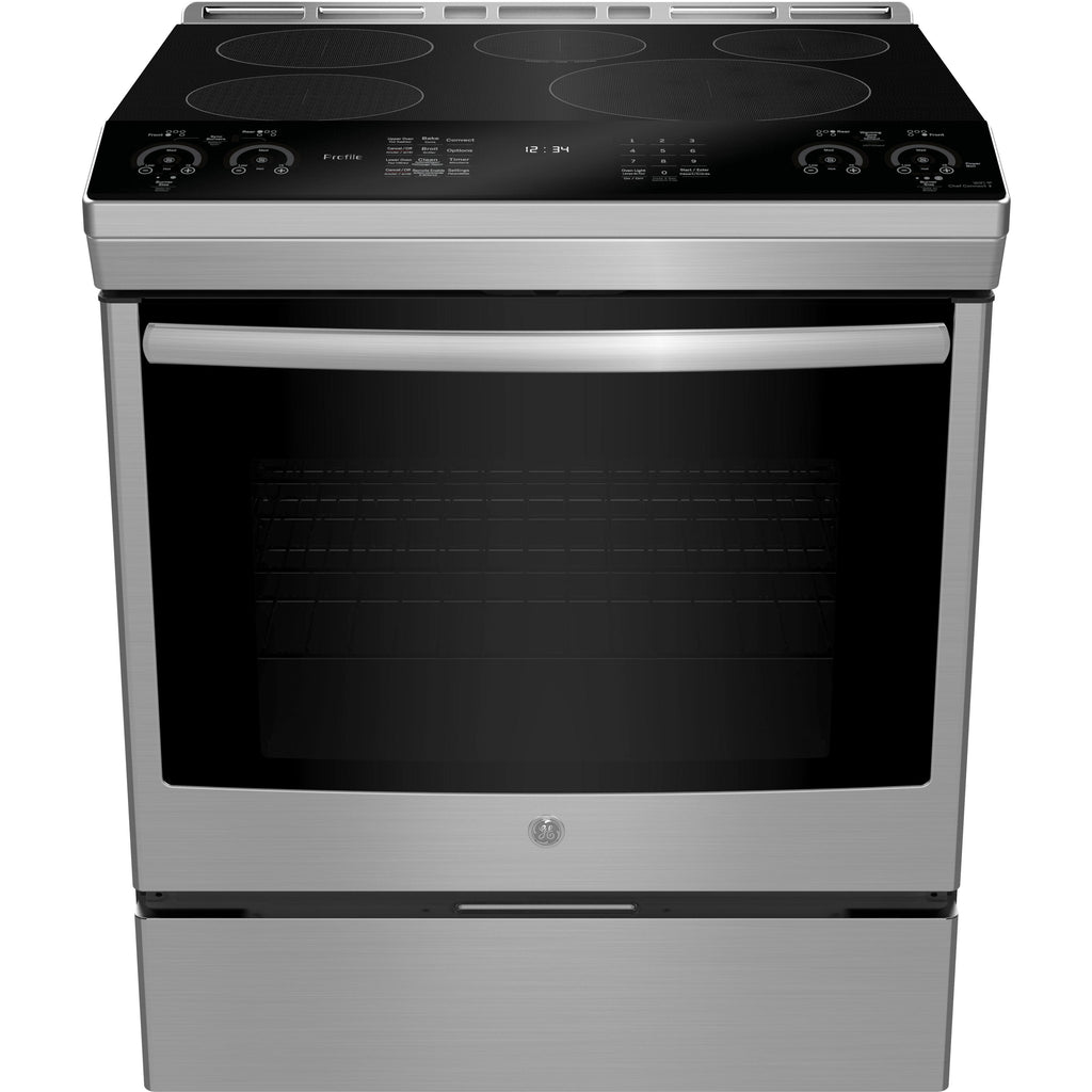  GE Profile 30-inch Slide-in Electric Induction Range with True European Convection Technology PCHS920YMFS IMAGE 1