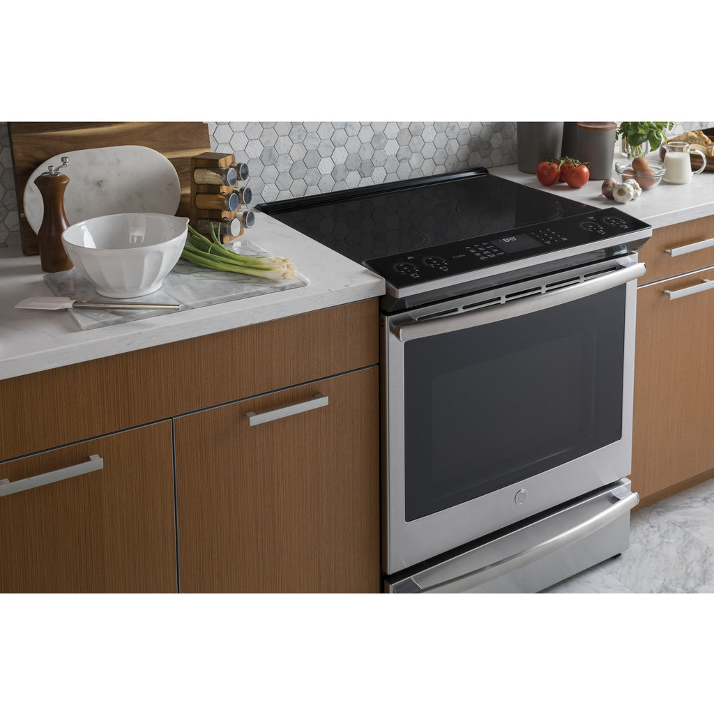  GE Profile 30-inch Slide-in Electric Induction Range with True European Convection Technology PCHS920YMFS IMAGE 9