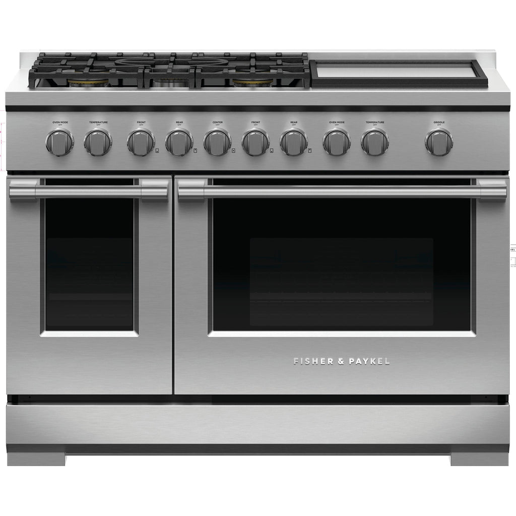  Fisher & Paykel 48-inch Freestanding Gas Range with Griddle RGV3-485GD-N IMAGE 1