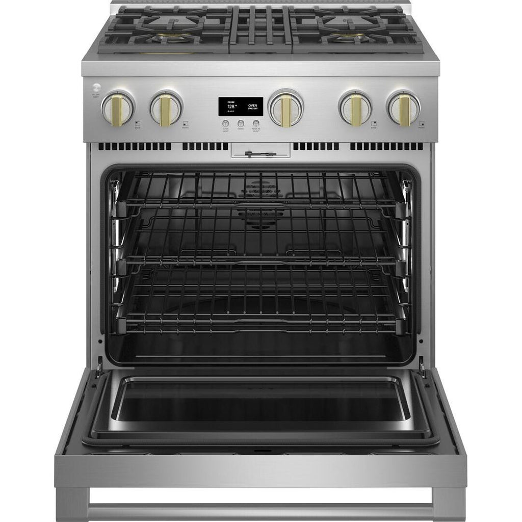  Monogram 30-inch Freestanding Dual-Fuel Range with True European Convection ZDP304NTSS IMAGE 2
