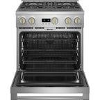  Monogram 30-inch Freestanding Dual-Fuel Range with True European Convection ZDP304NTSS IMAGE 2
