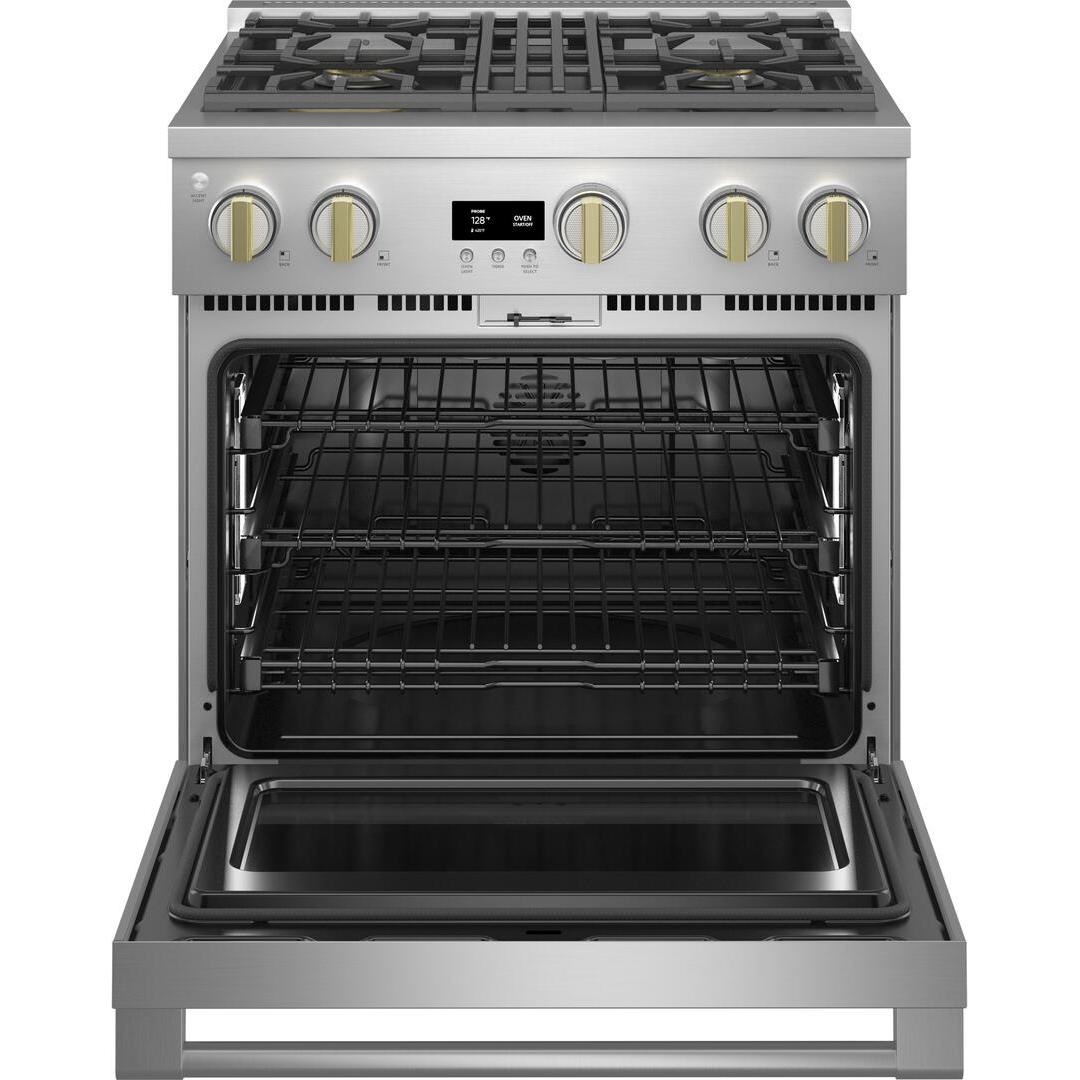  Monogram 30-inch Freestanding Dual-Fuel Range with True European Convection ZDP304NTSS IMAGE 2