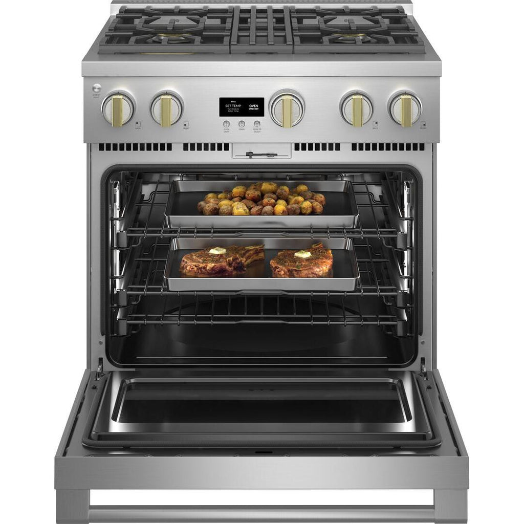  Monogram 30-inch Freestanding Dual-Fuel Range with True European Convection ZDP304NTSS IMAGE 3
