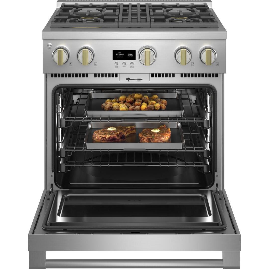  Monogram 30-inch Freestanding Dual-Fuel Range with True European Convection ZDP304NTSS IMAGE 3