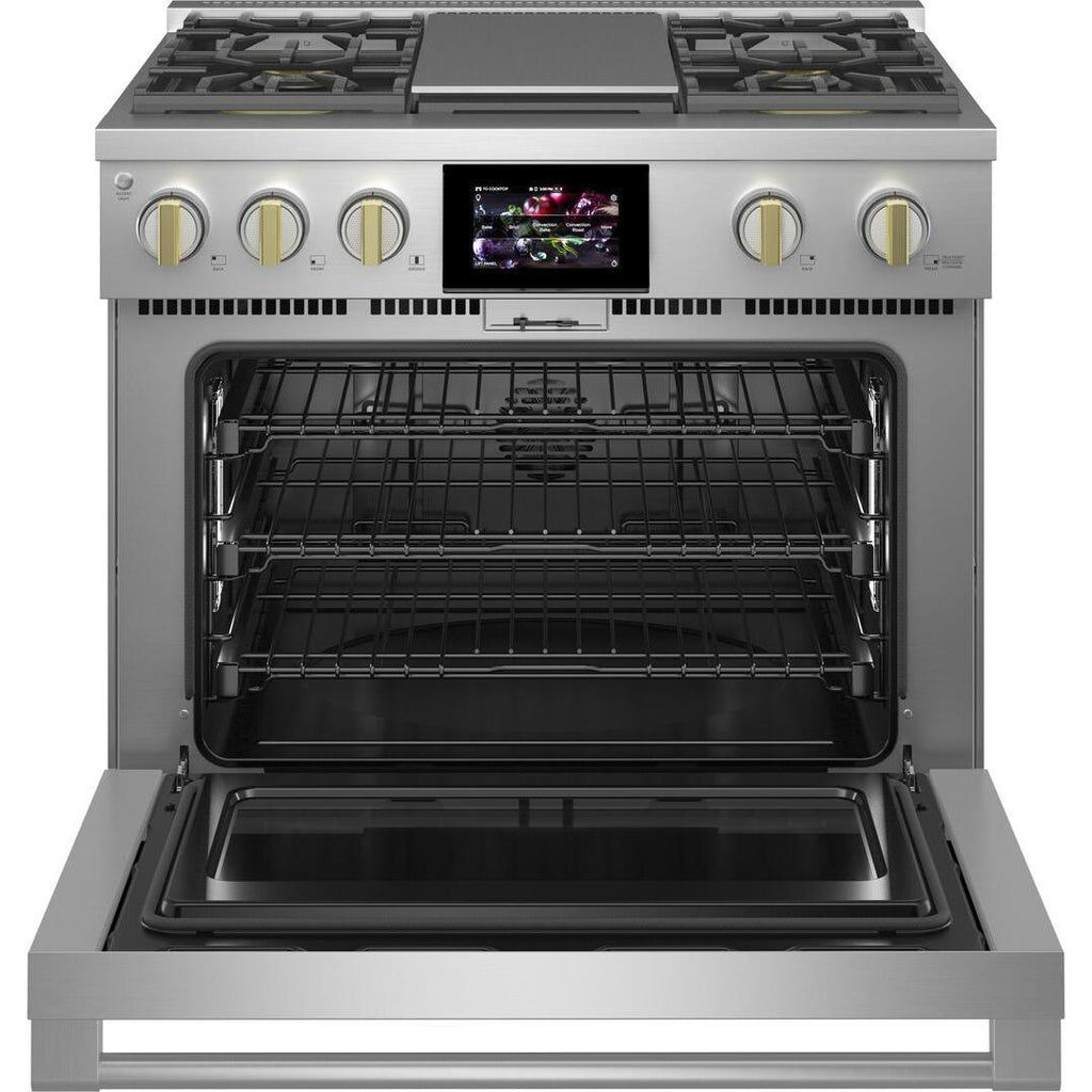  Monogram 36-inch Freestanding Dual-Fuel Range with True European Convection ZDP364NDTSS IMAGE 2