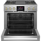  Monogram 36-inch Freestanding Dual-Fuel Range with True European Convection ZDP364NDTSS IMAGE 2