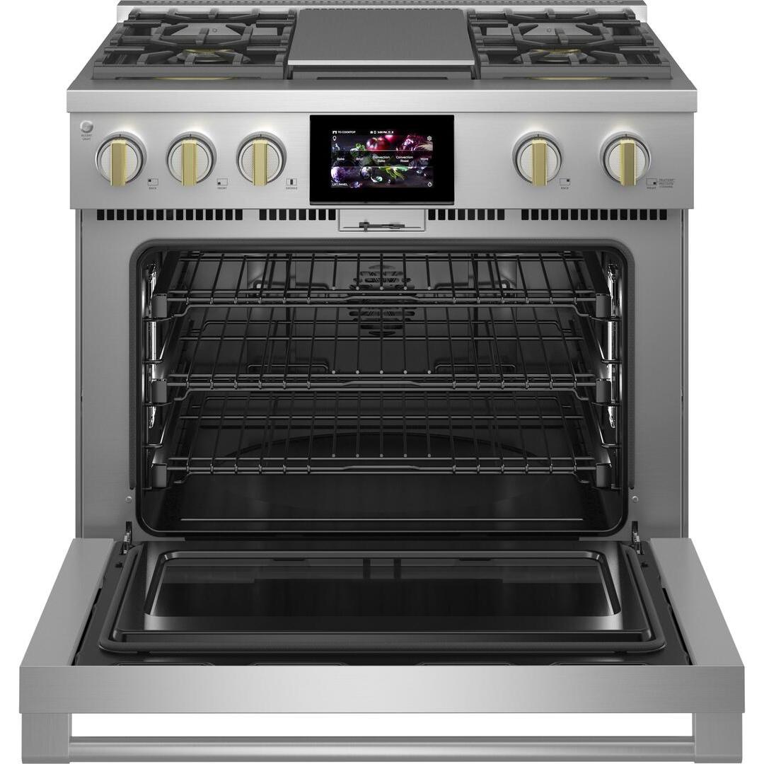  Monogram 36-inch Freestanding Dual-Fuel Range with True European Convection ZDP364NDTSS IMAGE 2