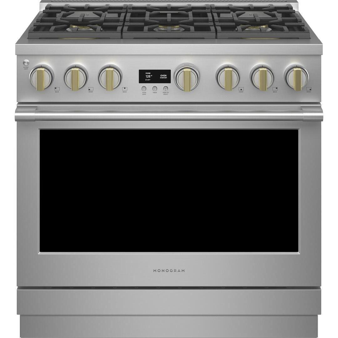  Monogram 36-inch Freestanding Gas Range with True European Convection Technology ZDP366NTSS IMAGE 1