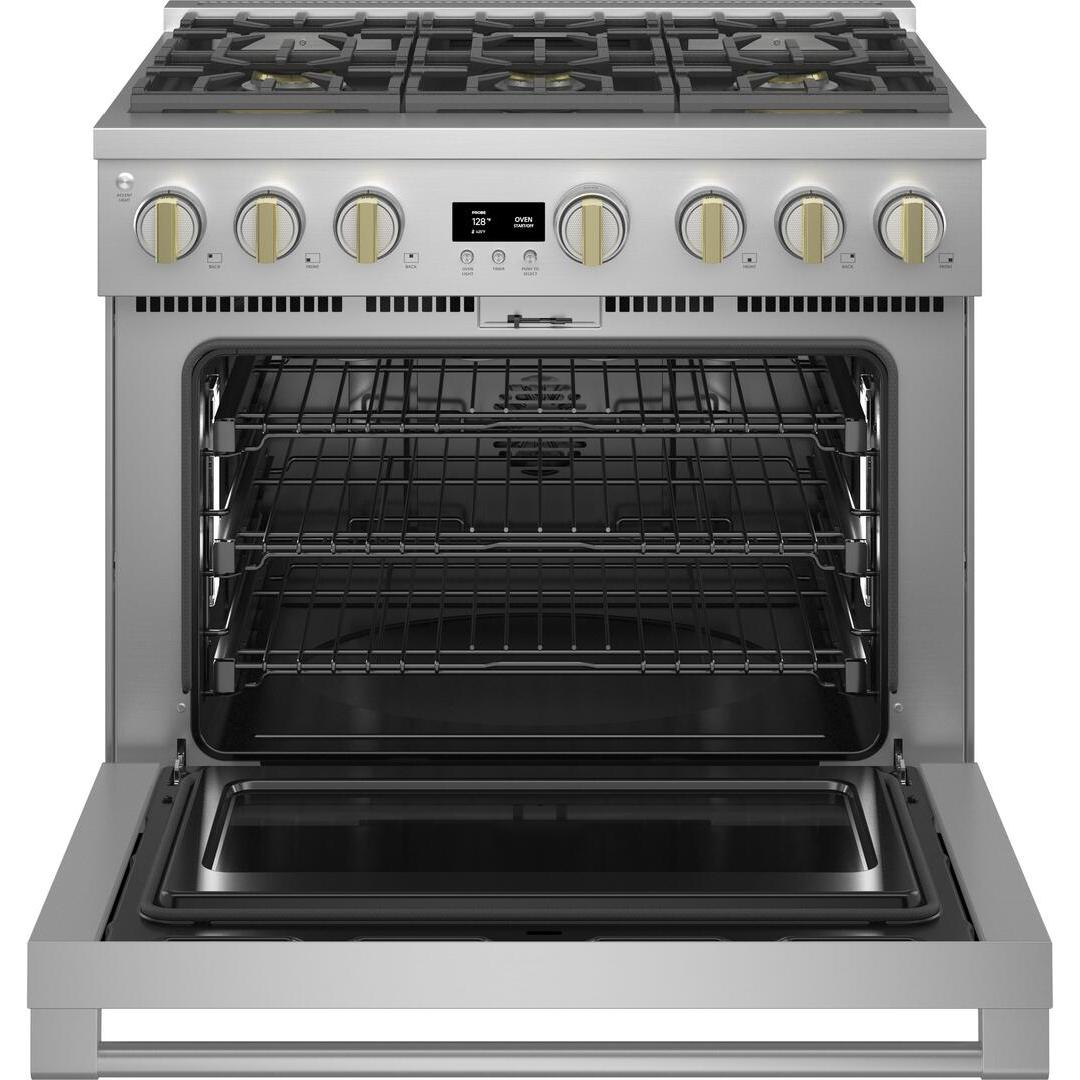  Monogram 36-inch Freestanding Gas Range with True European Convection Technology ZDP366NTSS IMAGE 2
