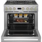  Monogram 36-inch Freestanding Gas Range with True European Convection Technology ZDP366NTSS IMAGE 3