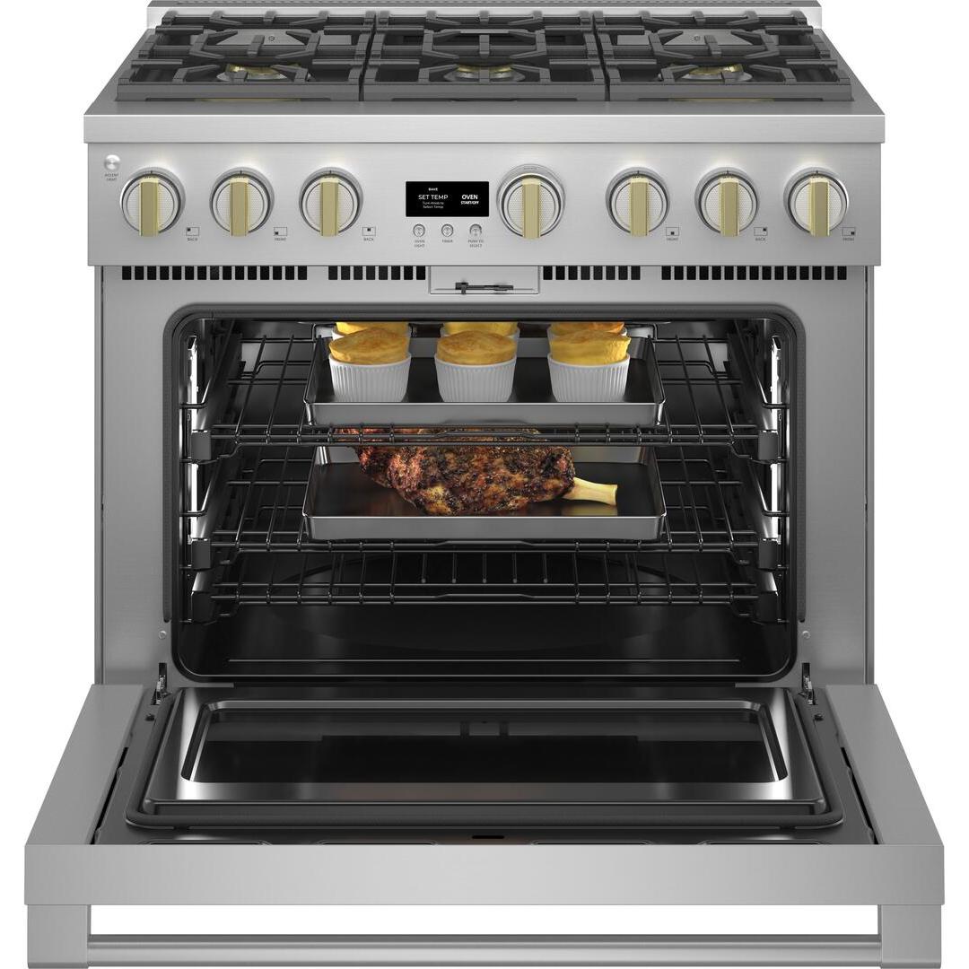 Monogram 36-inch Freestanding Gas Range with True European Convection Technology ZDP366NTSS IMAGE 3