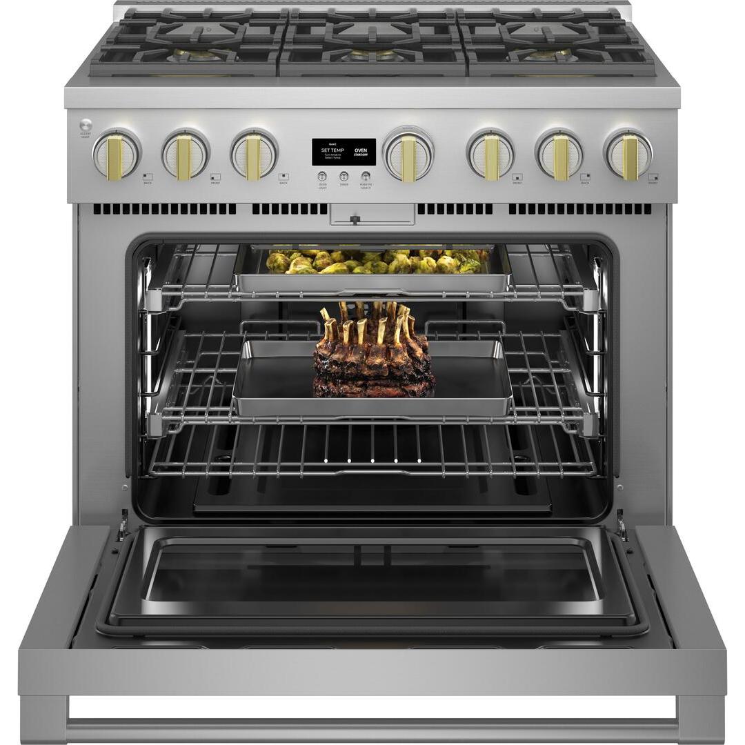 Monogram 36-inch Freestanding Gas Range with Convection Technology ZGP366NTSS IMAGE 2