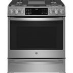  GE Profile 30-in Slide-in Dual Fuel Range with No Preheat Air fry Technology PC2S930YPFS IMAGE 1