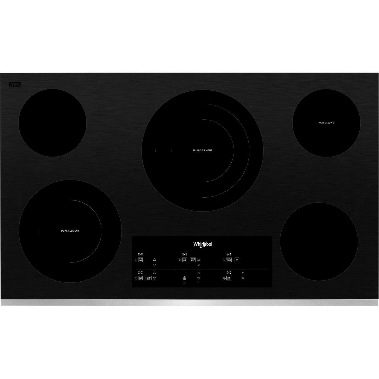  Whirlpool 36-inch, Built-in Electric Cooktop with FlexHeat™ Element WCE97US6KS IMAGE 1