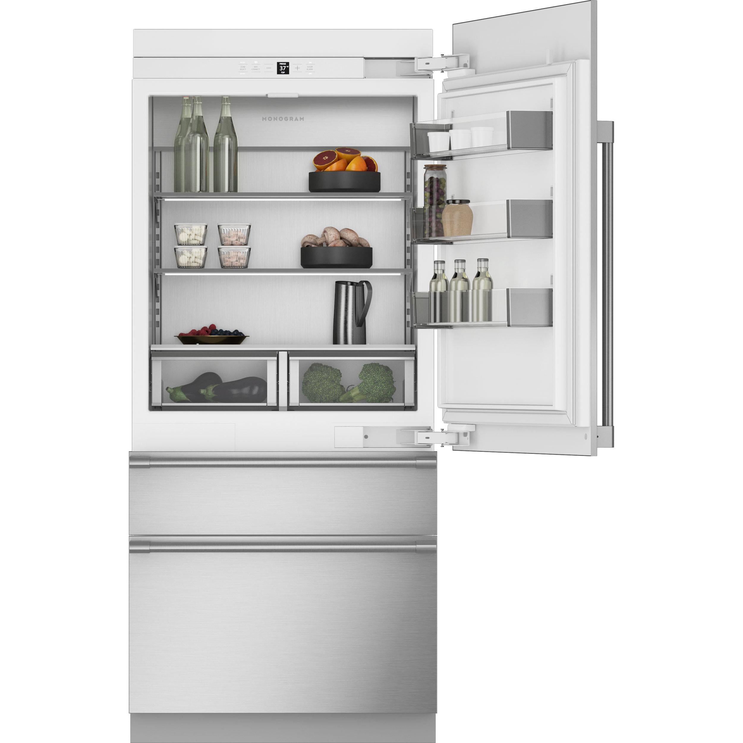  Monogram 36-inch, 20.2 cu. ft. Bottom Freezer Refrigerator with Wi-Fi Connect ZIC363NBVRH IMAGE 3