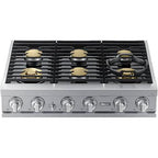  Dacor 36-inch Gas Rangetop with SmartThings Wi-Fi Connectivity DTT36T960GS/DA IMAGE 1