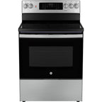 GE 30-inch Freestanding Electric Range with True European Convection Technology JCB840STSS IMAGE 1